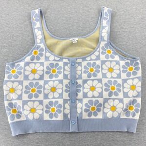 Rue 21 4X Daisy Knit Crop‎ Tank Sweater Plus Size Y2K Boho Festival Retro